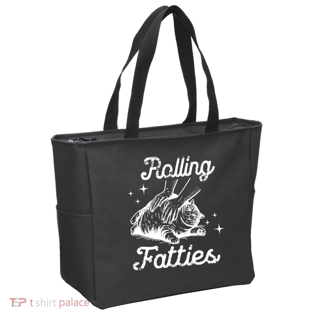 Rolling Fatties Cat Funny Zip Tote Bag