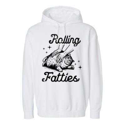 Rolling Fatties Cat Funny Garment-Dyed Fleece Hoodie