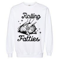 Rolling Fatties Cat Funny Garment-Dyed Sweatshirt