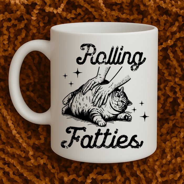 Rolling Fatties Cat Funny Mug