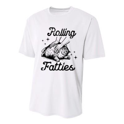 Rolling Fatties Cat Funny Youth Performance Sprint T-Shirt