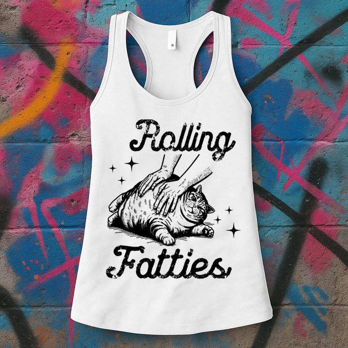 Rolling Fatties Cat Funny Womens Tank Top