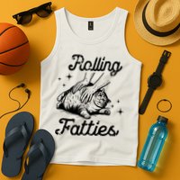Rolling Fatties Cat Funny Tank Top