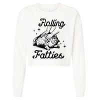 Rolling Fatties Cat Funny Cropped Pullover Crew