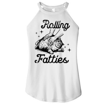 Rolling Fatties Cat Funny Women's Perfect Tri Rocker Tank