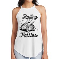 Rolling Fatties Cat Funny Women's Perfect Tri Rocker Tank