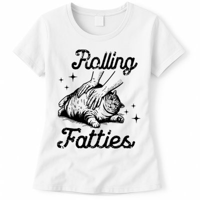 Rolling Fatties Cat Funny Womens T-Shirt