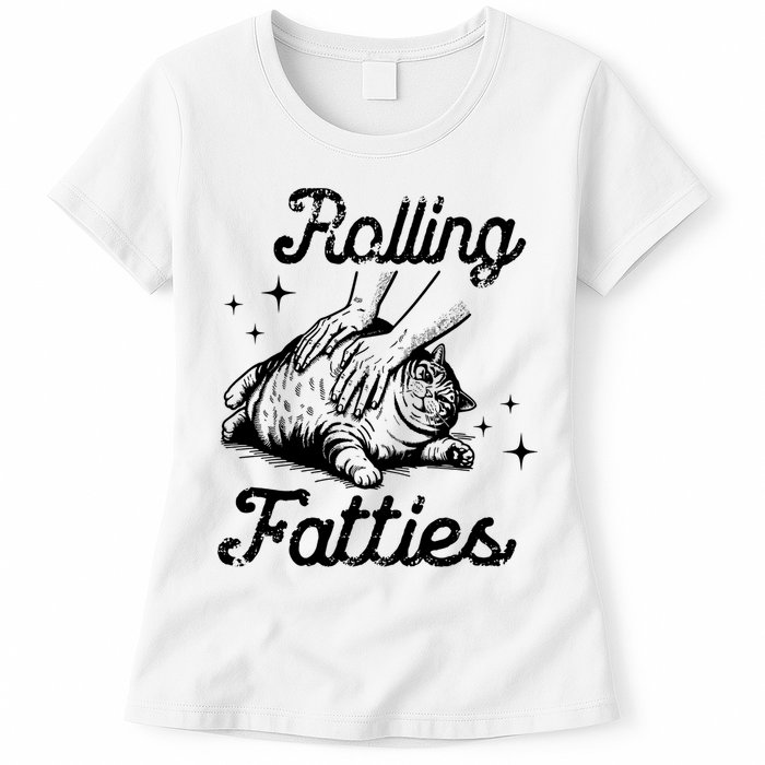Rolling Fatties Cat Funny Womens T-Shirt