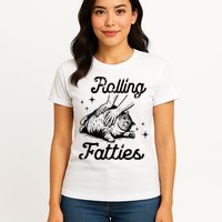 Rolling Fatties Cat Funny Womens T-Shirt