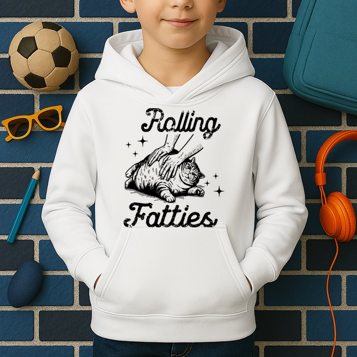 Rolling Fatties Cat Funny Kids Hoodie