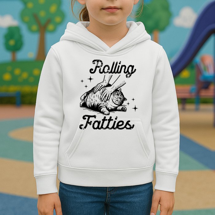 Rolling Fatties Cat Funny Kids Hoodie