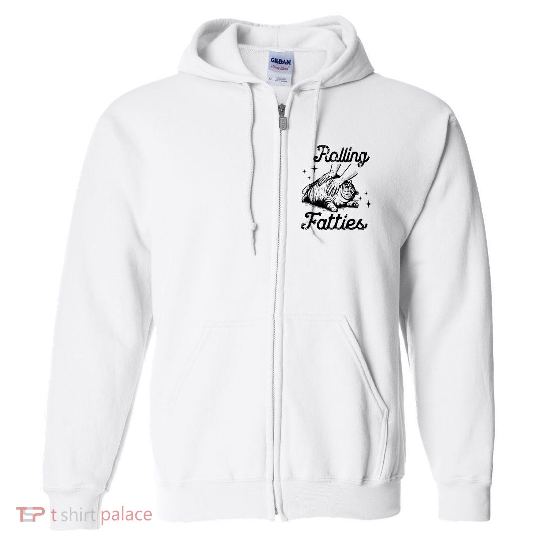 Rolling Fatties Cat Funny Full Zip Hoodie