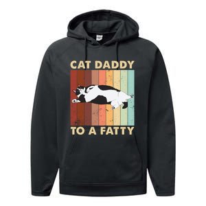 Retro Fat Chonk Dad Funny Cat Daddy To A Fatty Performance Fleece Hoodie