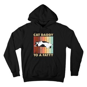 Retro Fat Chonk Dad Funny Cat Daddy To A Fatty Hoodie