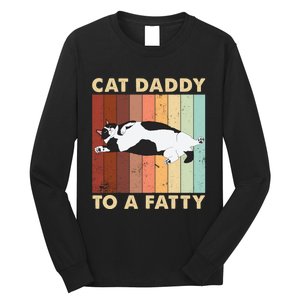 Retro Fat Chonk Dad Funny Cat Daddy To A Fatty Long Sleeve Shirt