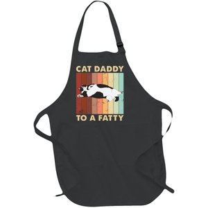 Retro Fat Chonk Dad Funny Cat Daddy To A Fatty Full-Length Apron With Pockets