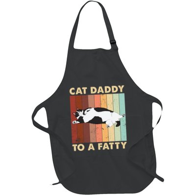 Retro Fat Chonk Dad Funny Cat Daddy To A Fatty Full-Length Apron With Pockets