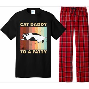 Retro Fat Chonk Dad Funny Cat Daddy To A Fatty Pajama Set