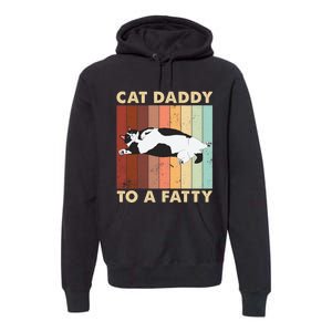 Retro Fat Chonk Dad Funny Cat Daddy To A Fatty Premium Hoodie