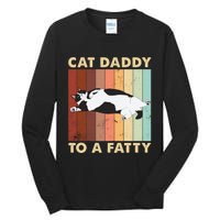 Retro Fat Chonk Dad Funny Cat Daddy To A Fatty Tall Long Sleeve T-Shirt