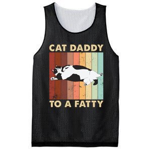 Retro Fat Chonk Dad Funny Cat Daddy To A Fatty Mesh Reversible Basketball Jersey Tank