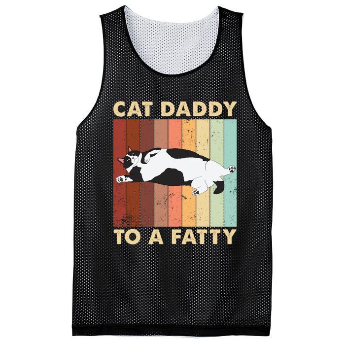 Retro Fat Chonk Dad Funny Cat Daddy To A Fatty Mesh Reversible Basketball Jersey Tank