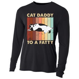 Retro Fat Chonk Dad Funny Cat Daddy To A Fatty Cooling Performance Long Sleeve Crew