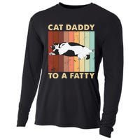 Retro Fat Chonk Dad Funny Cat Daddy To A Fatty Cooling Performance Long Sleeve Crew