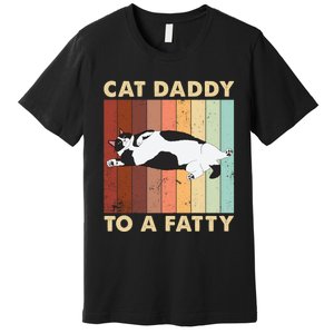 Retro Fat Chonk Dad Funny Cat Daddy To A Fatty Premium T-Shirt