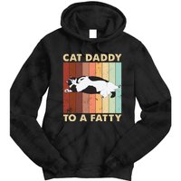 Retro Fat Chonk Dad Funny Cat Daddy To A Fatty Tie Dye Hoodie