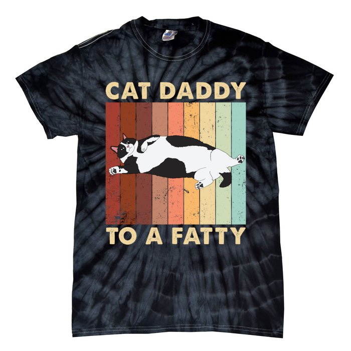 Retro Fat Chonk Dad Funny Cat Daddy To A Fatty Tie-Dye T-Shirt