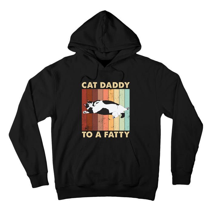 Retro Fat Chonk Dad Funny Cat Daddy To A Fatty Tall Hoodie