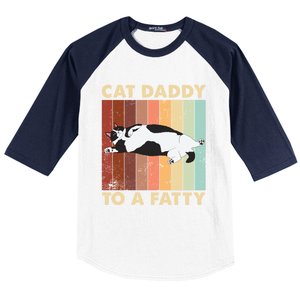 Retro Fat Chonk Dad Funny Cat Daddy To A Fatty Baseball Sleeve Shirt