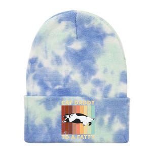 Retro Fat Chonk Dad Funny Cat Daddy To A Fatty Tie Dye 12in Knit Beanie