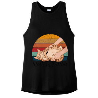 Rolling Fatties Cat Lover Humor Pet Cat Kitten Owner Ladies PosiCharge Tri-Blend Wicking Tank