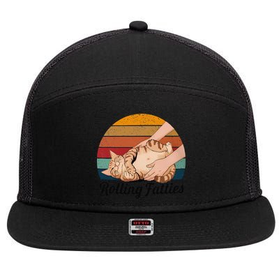 Rolling Fatties Cat Lover Humor Pet Cat Kitten Owner 7 Panel Mesh Trucker Snapback Hat