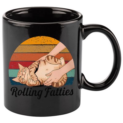 Rolling Fatties Cat Lover Humor Pet Cat Kitten Owner 11oz C Handle Ceramic Mug