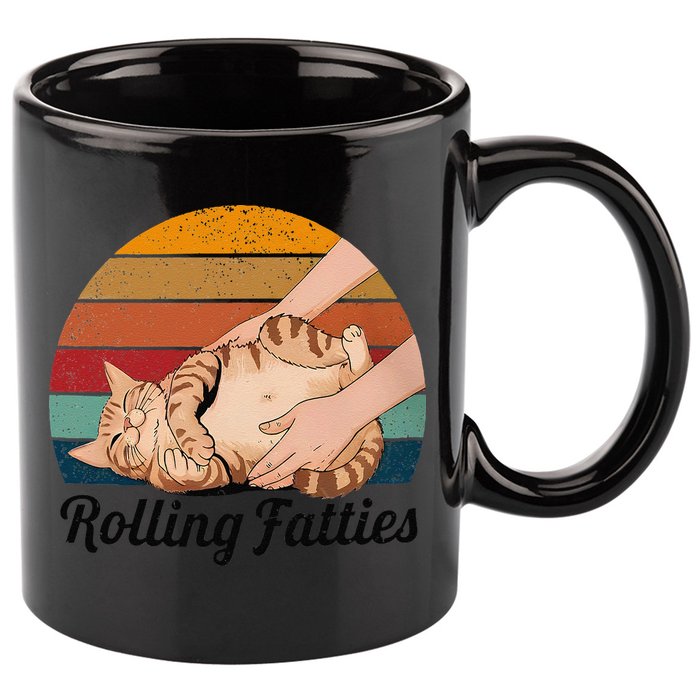 Rolling Fatties Cat Lover Humor Pet Cat Kitten Owner 11oz C Handle Ceramic Mug