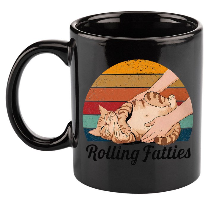 Rolling Fatties Cat Lover Humor Pet Cat Kitten Owner 11oz C Handle Ceramic Mug