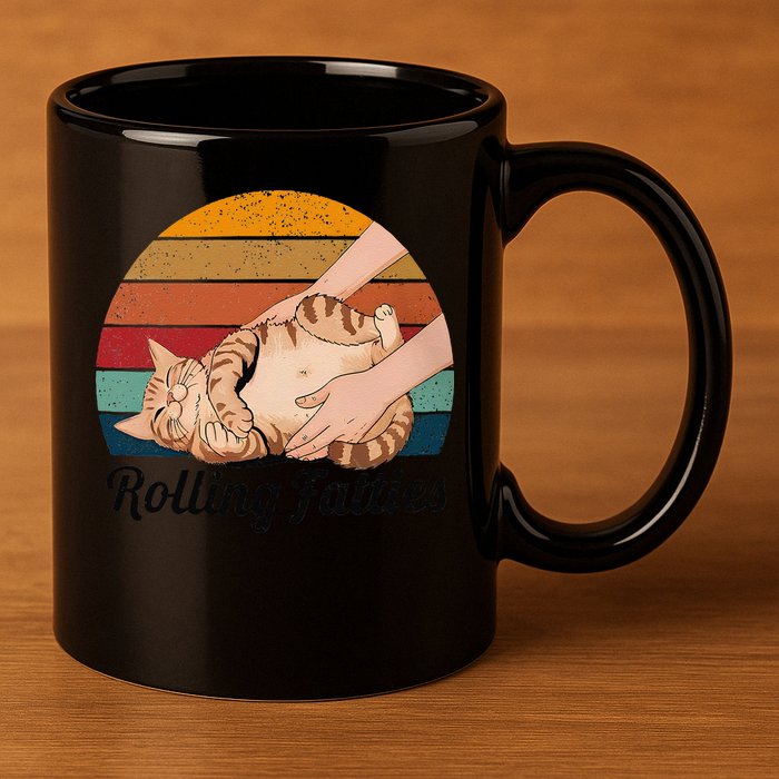 Rolling Fatties Cat Lover Humor Pet Cat Kitten Owner 11oz C Handle Ceramic Mug