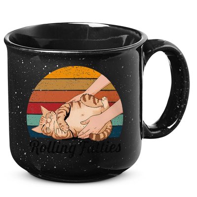 Rolling Fatties Cat Lover Humor Pet Cat Kitten Owner 15oz Campfire Ceramic Mug