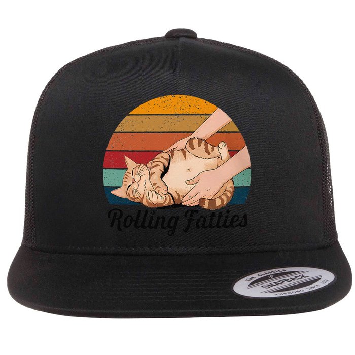 Rolling Fatties Cat Lover Humor Pet Cat Kitten Owner Flat Bill Trucker Hat
