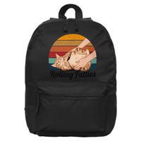 Rolling Fatties Cat Lover Humor Pet Cat Kitten Owner 16 in Basic Backpack