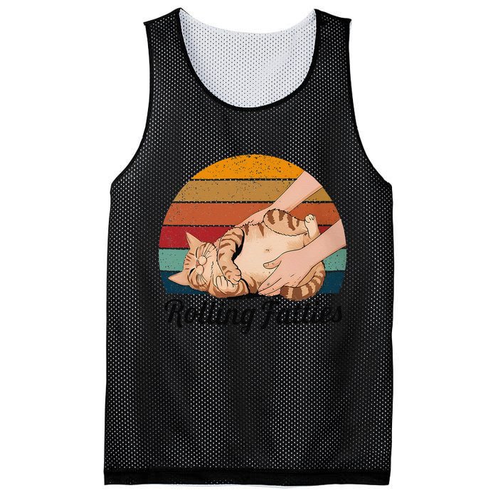 Rolling Fatties Cat Lover Humor Pet Cat Kitten Owner Mesh Reversible Basketball Jersey Tank