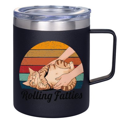 Rolling Fatties Cat Lover Humor Pet Cat Kitten Owner 12oz Stainless Steel Coffee Mug