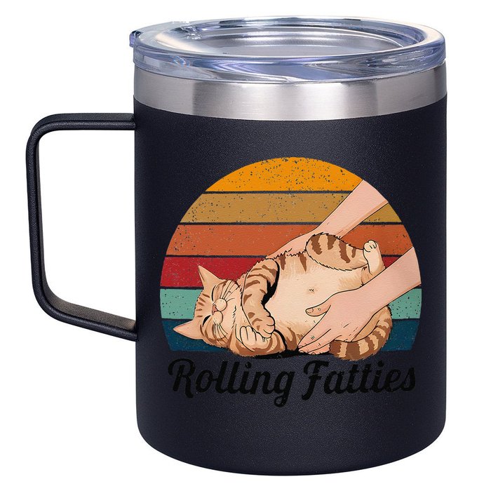 Rolling Fatties Cat Lover Humor Pet Cat Kitten Owner 12oz Stainless Steel Coffee Mug