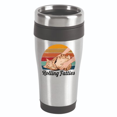 Rolling Fatties Cat Lover Humor Pet Cat Kitten Owner 16oz Travel Tumbler