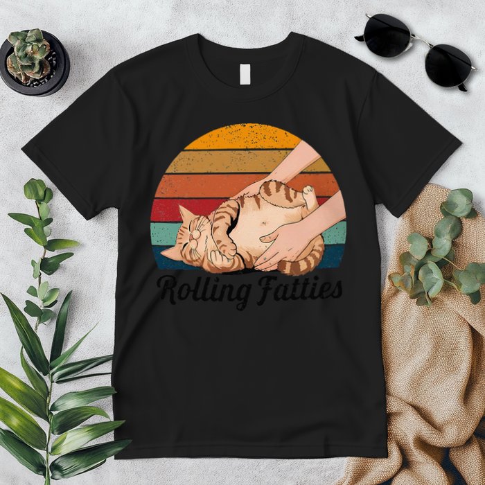 Rolling Fatties Cat Lover Humor Pet Cat Kitten Owner Premium T-Shirt