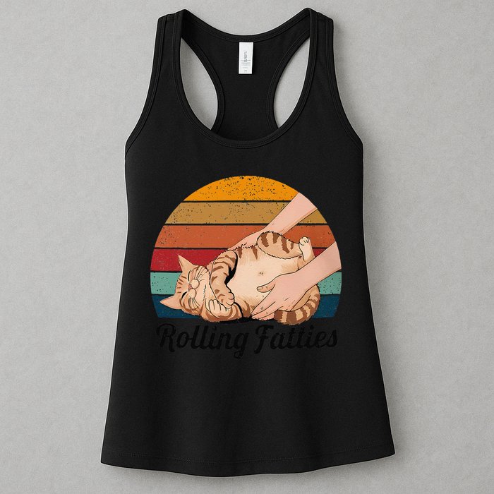 Rolling Fatties Cat Lover Humor Pet Cat Kitten Owner Womens Tank Top
