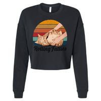 Rolling Fatties Cat Lover Humor Pet Cat Kitten Owner Cropped Pullover Crew
